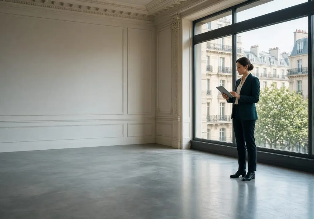 Diagnostic d’un local commercial parisien par un expert avec tablette